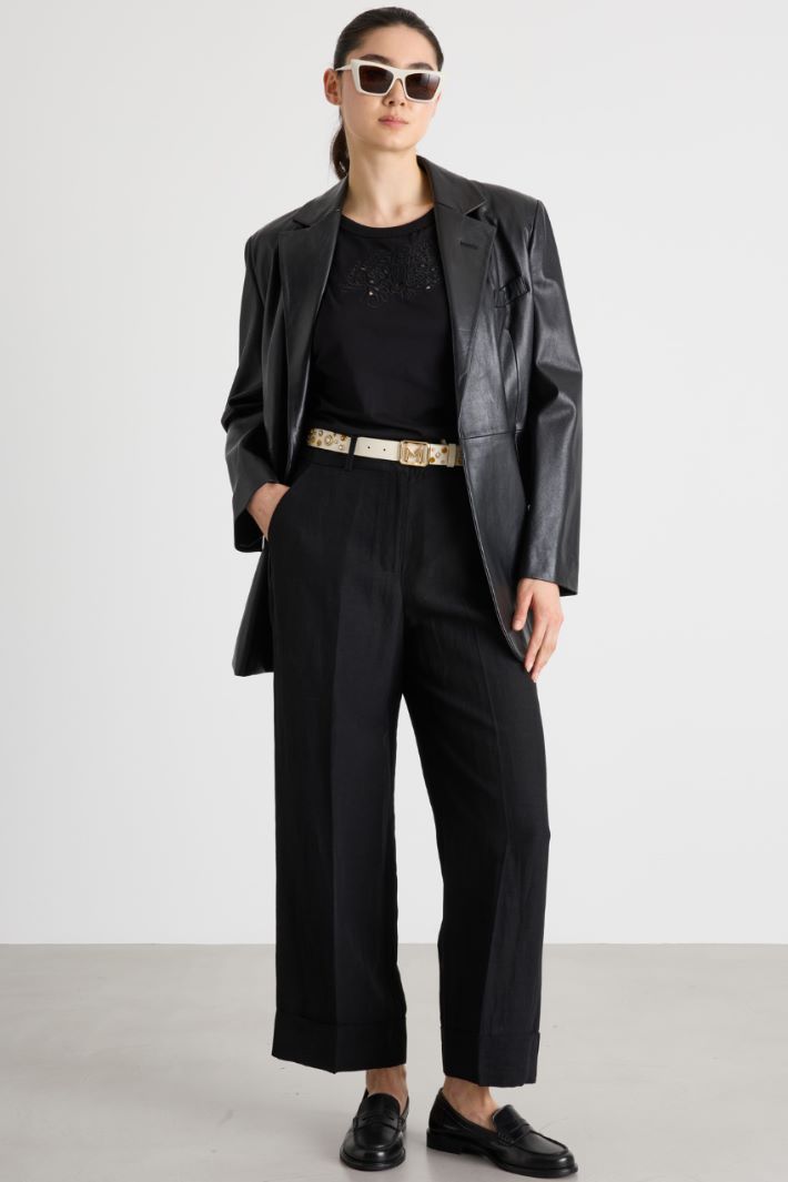 Wide-Leg Canvas Trousers Intrend