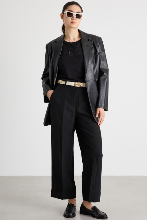 Wide-Leg Canvas Trousers Intrend