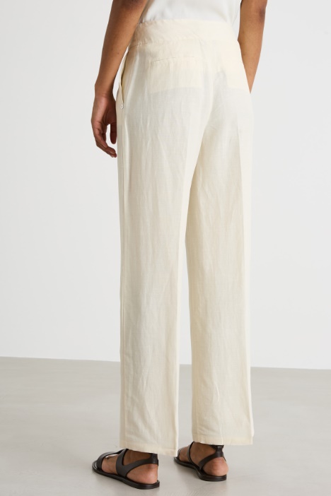 Pantalón ancho de lino y viscosa