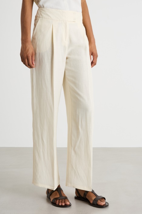 Pantalón ancho de lino y viscosa