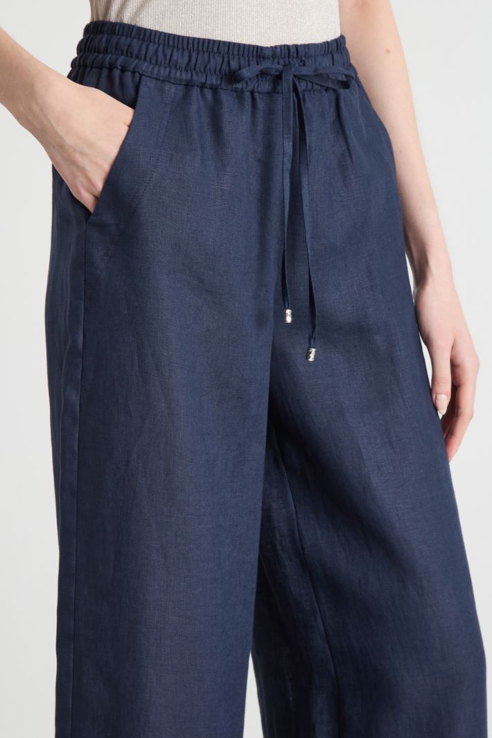 Linen drawstring trousers Intrend - 3
