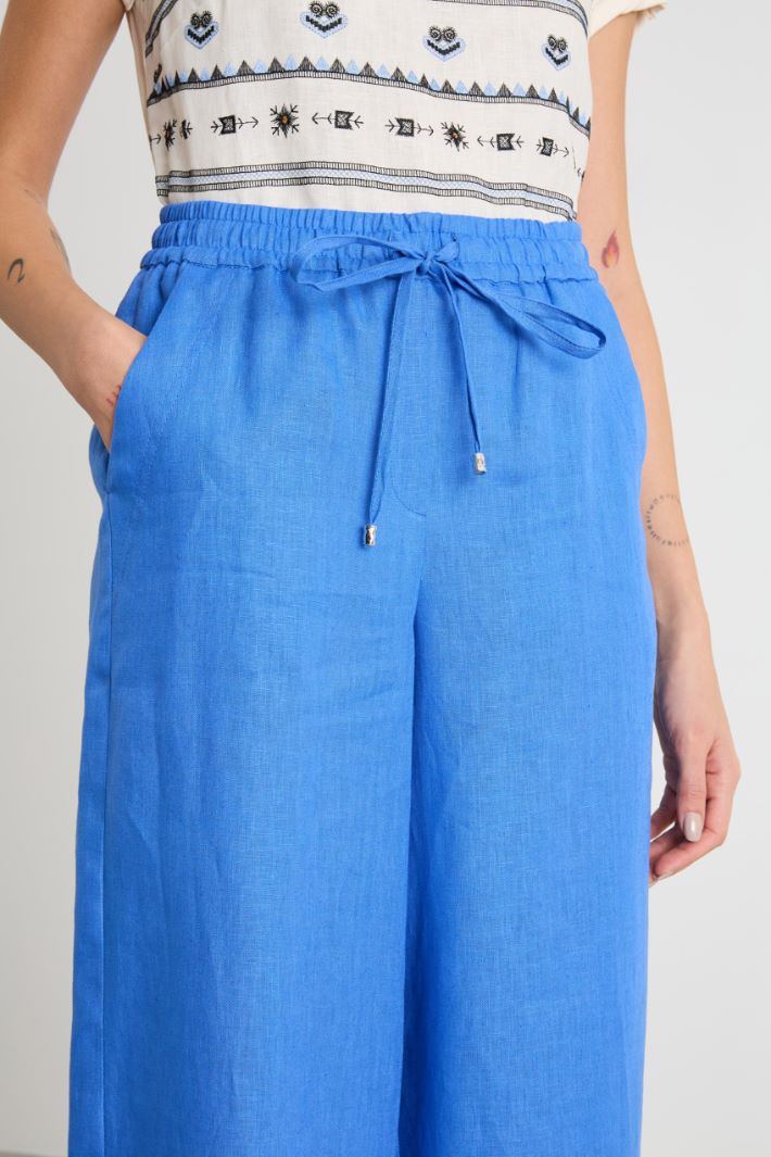 Linen drawstring trousers Intrend - 3