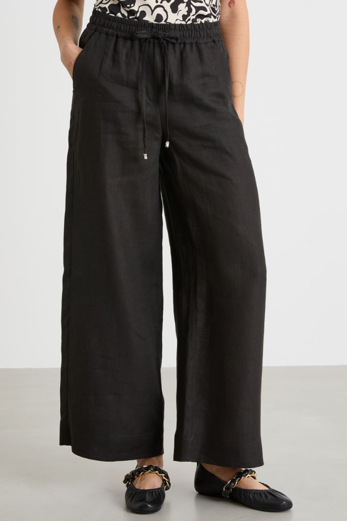 Linen drawstring trousers Intrend - 2
