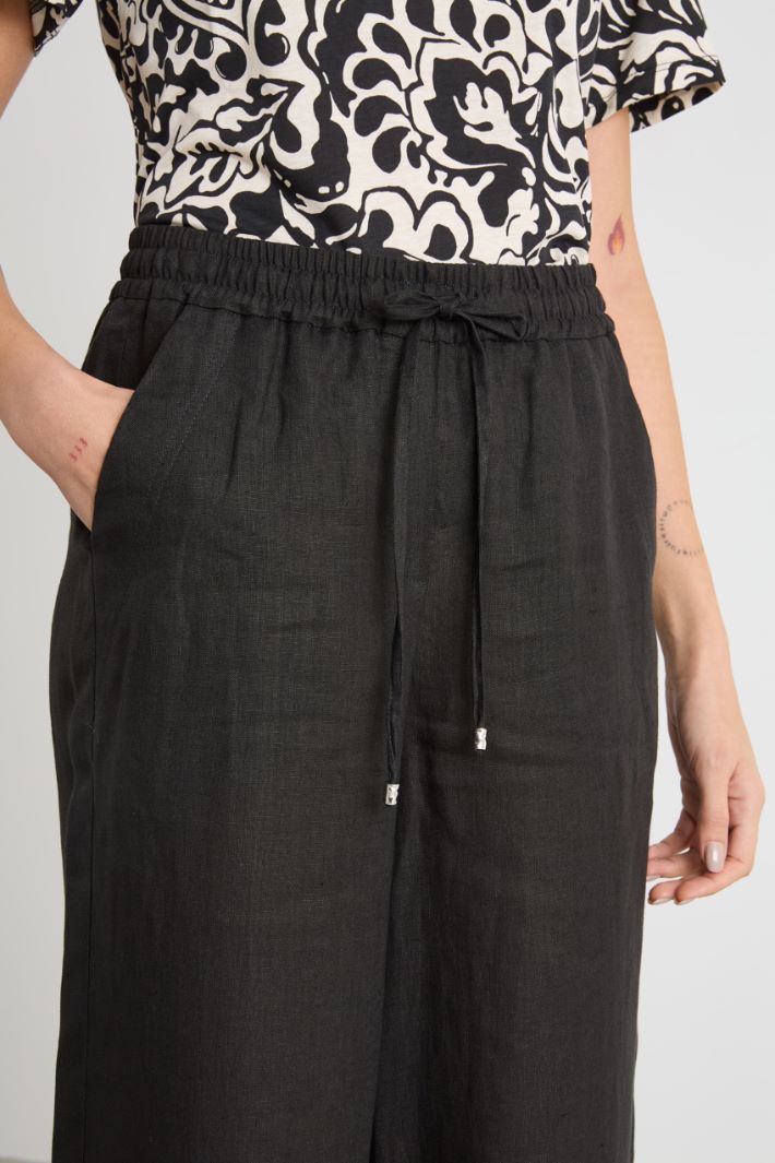 Linen drawstring trousers Intrend - 3