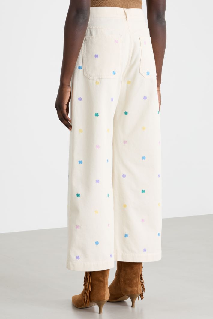 Pantalone in bull con ricami Intrend - 4