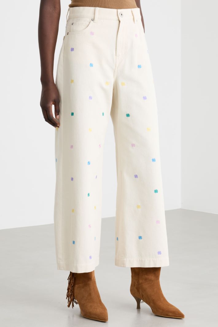 Pantalone in bull con ricami Intrend - 2