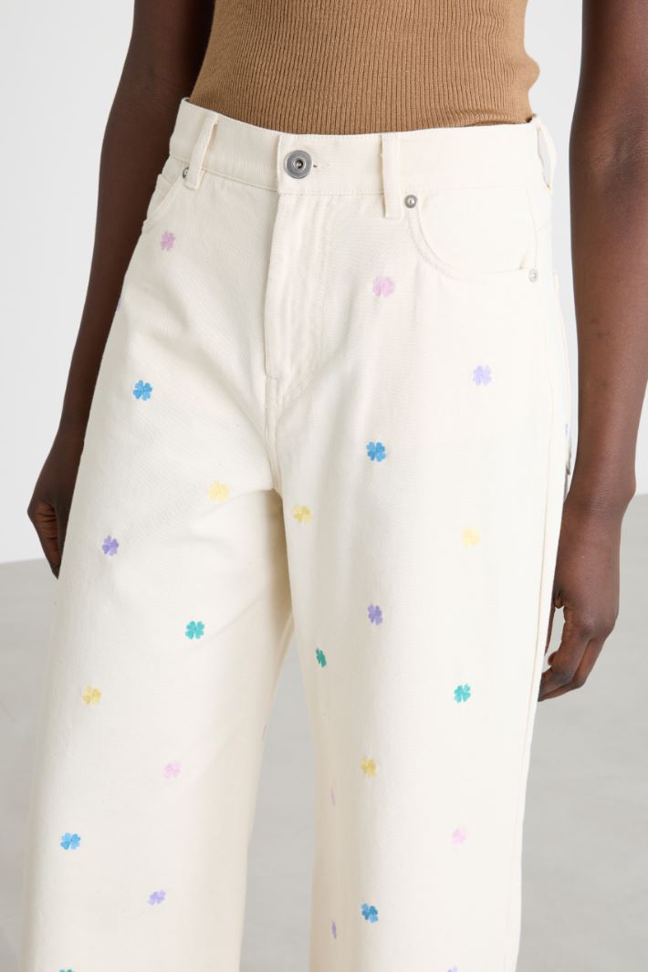 Pantalone in bull con ricami Intrend - 3