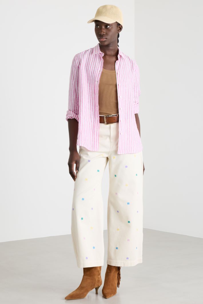 Pantalone in bull con ricami Intrend