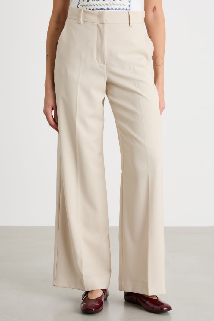 Wool canvas palazzo trousers Intrend - 2