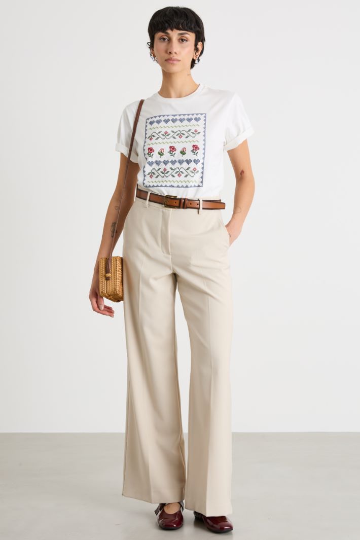 Wool canvas palazzo trousers Intrend