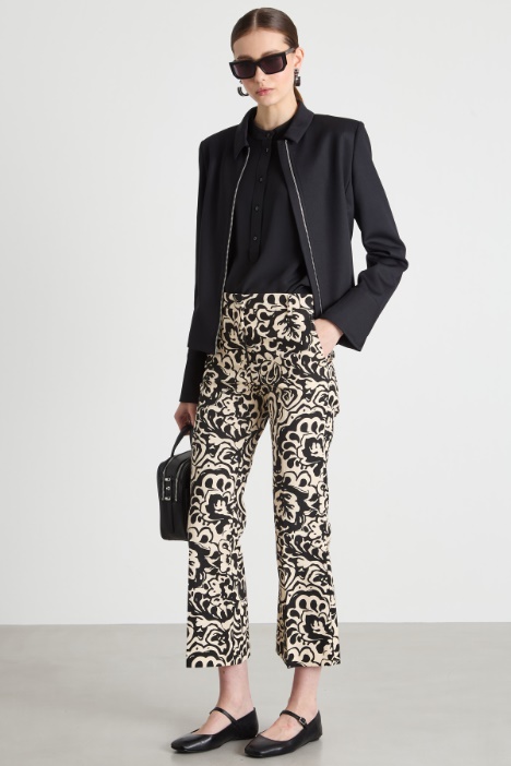 Printed basketweave trousers Intrend