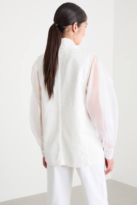 Gilet in jeans con strass