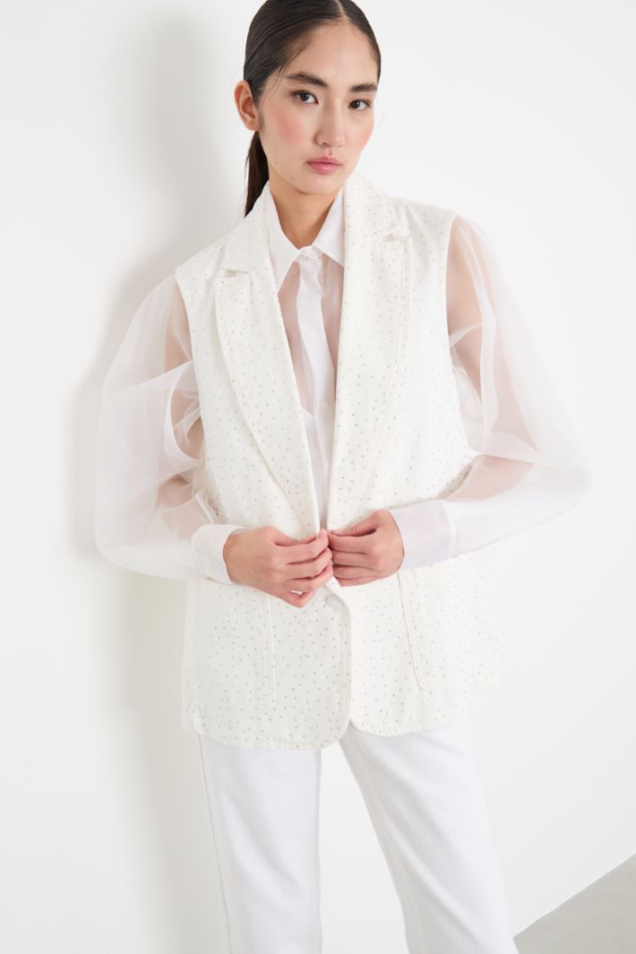 Rhinestone-embellished denim waistcoat Intrend - 2