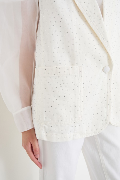 Gilet in jeans con strass