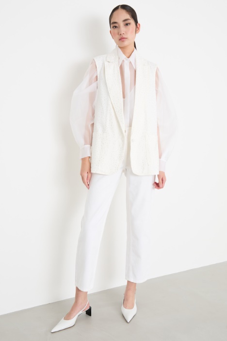 Rhinestone-embellished denim waistcoat Intrend