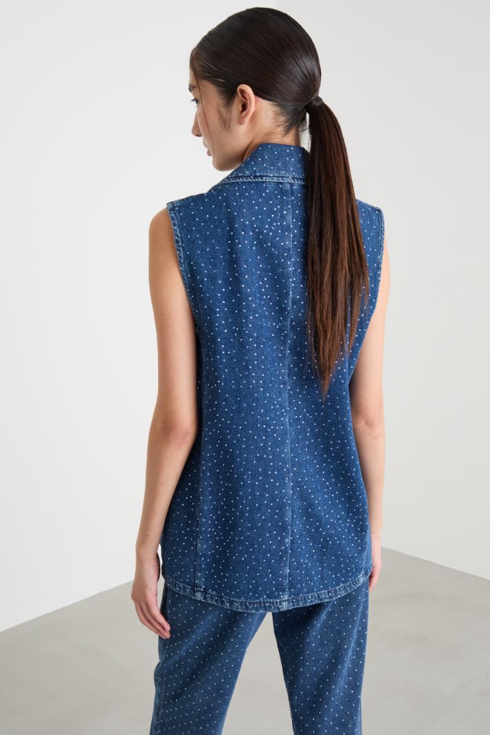 Gilet in jeans con strass Intrend - 4
