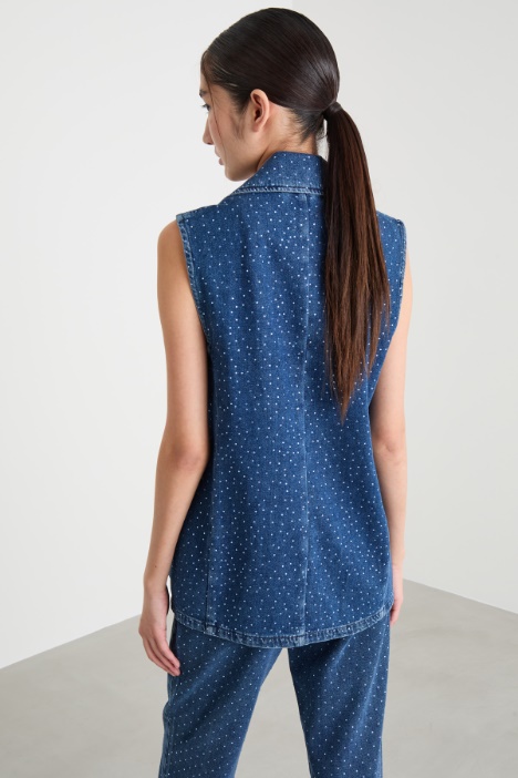 Gilet in jeans con strass