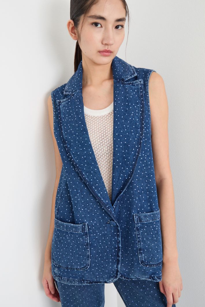 Gilet in jeans con strass Intrend - 3