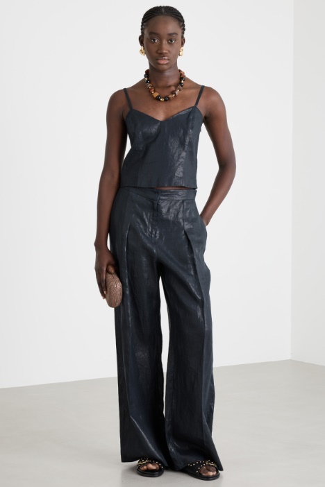 Laminated linen top Intrend