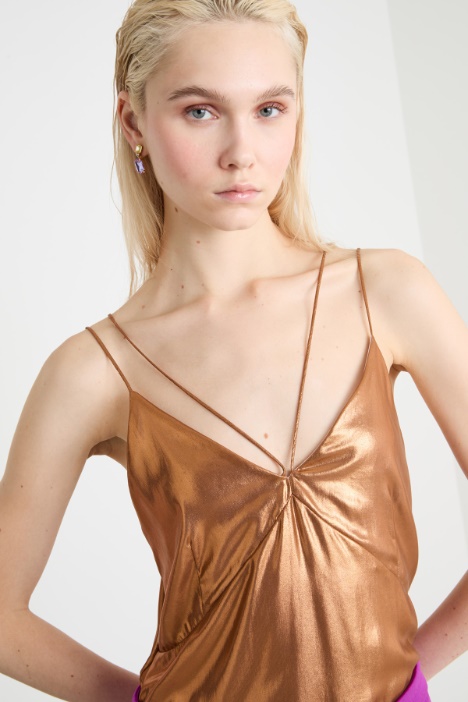 Top in georgette laminata