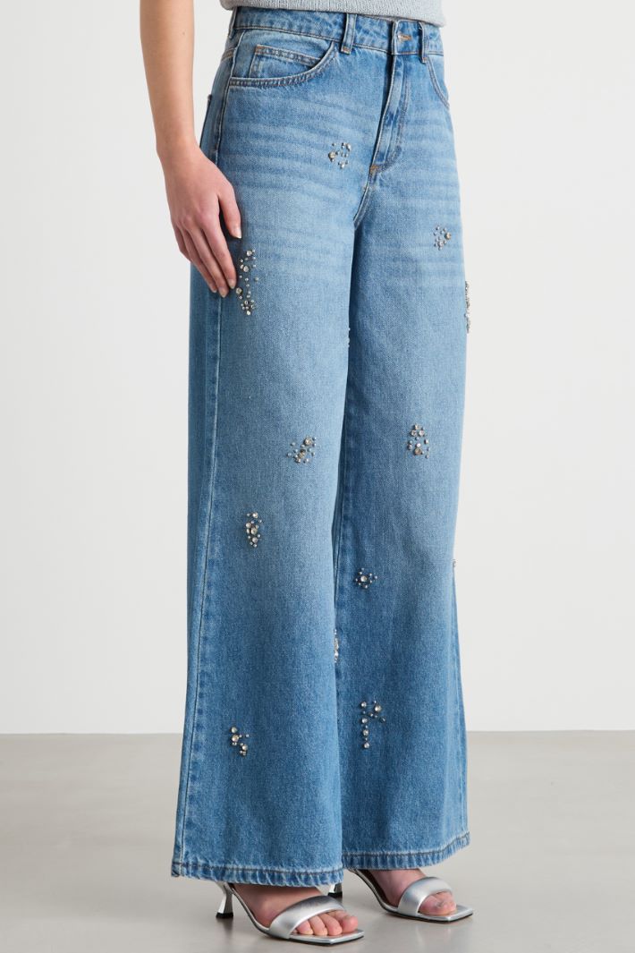 Wide-leg jeans with rhinestones Intrend - 2