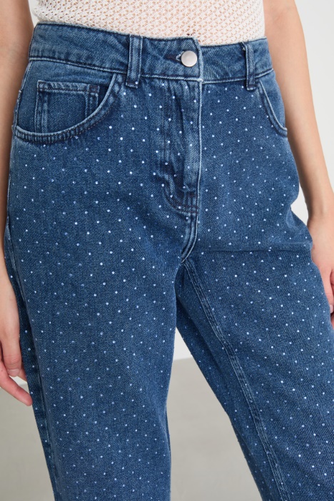 Jeans regular fit con strass