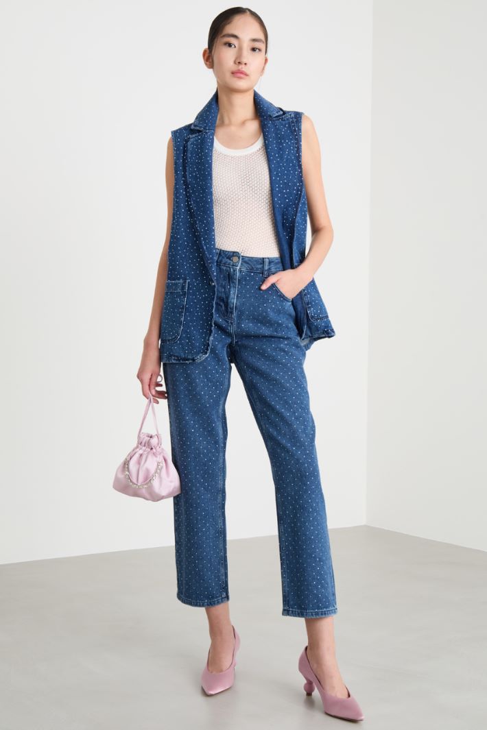Straight-fit jeans with rhinestones Intrend