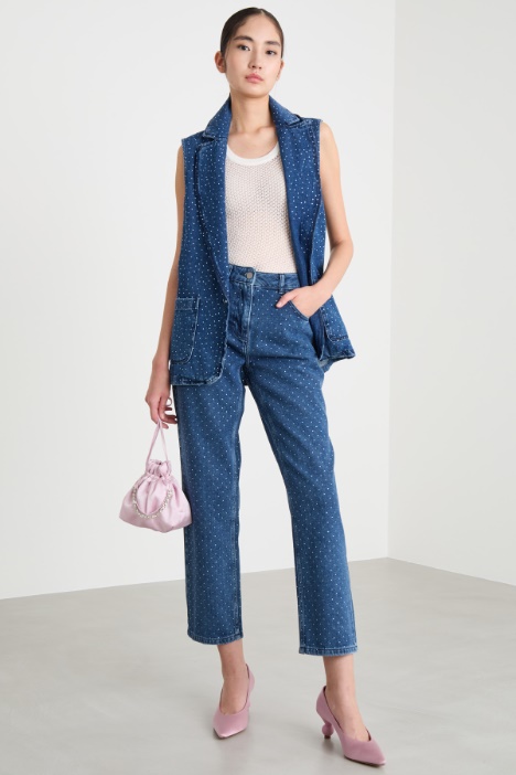 Straight-fit jeans with rhinestones Intrend
