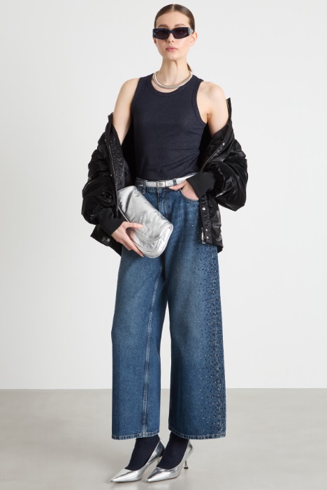Wide-leg jeans with rhinestones Intrend