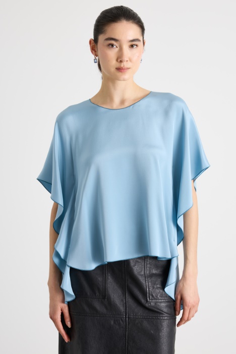 Blusa fluida in crepe de Chine