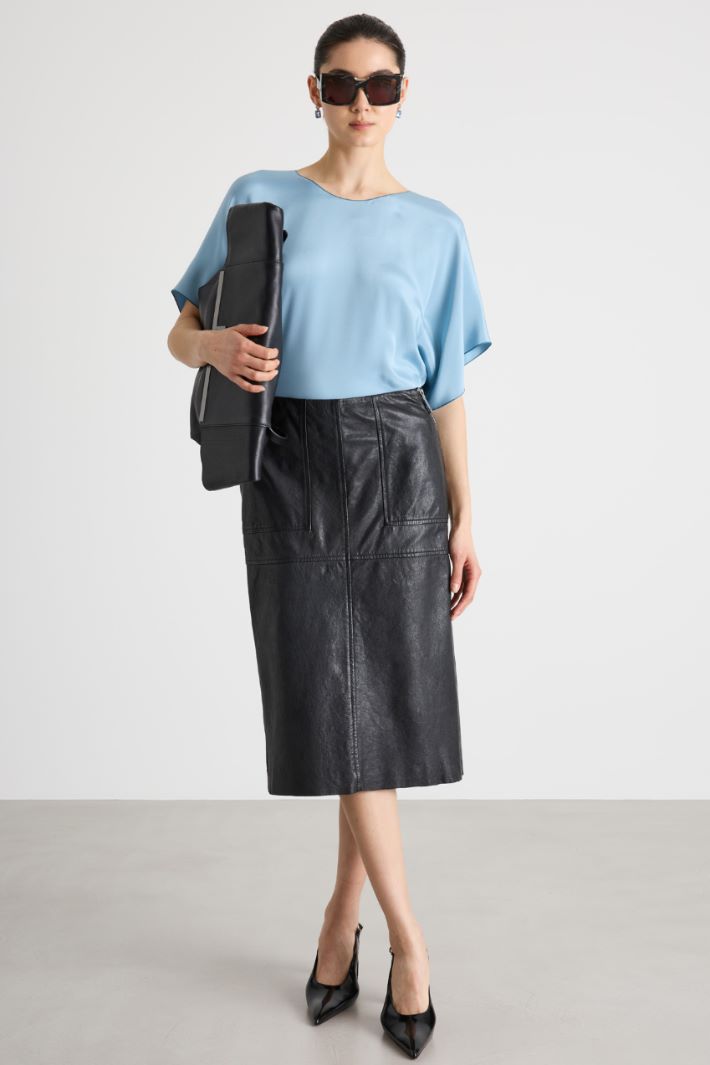 Blusa fluida in crepe de Chine Intrend