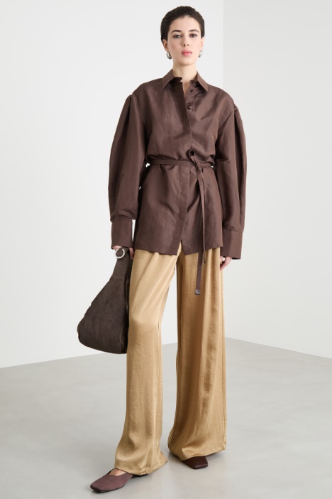 Long linen and silk canvas shirt Intrend