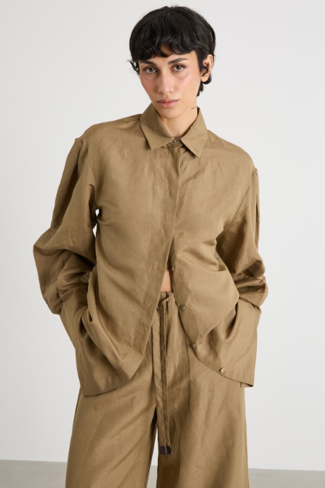 Long linen and silk canvas shirt Intrend