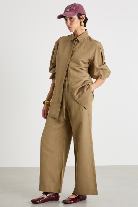 Long linen and silk canvas shirt Intrend