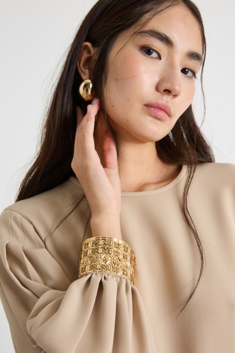 Casacca in cady con maniche plissé