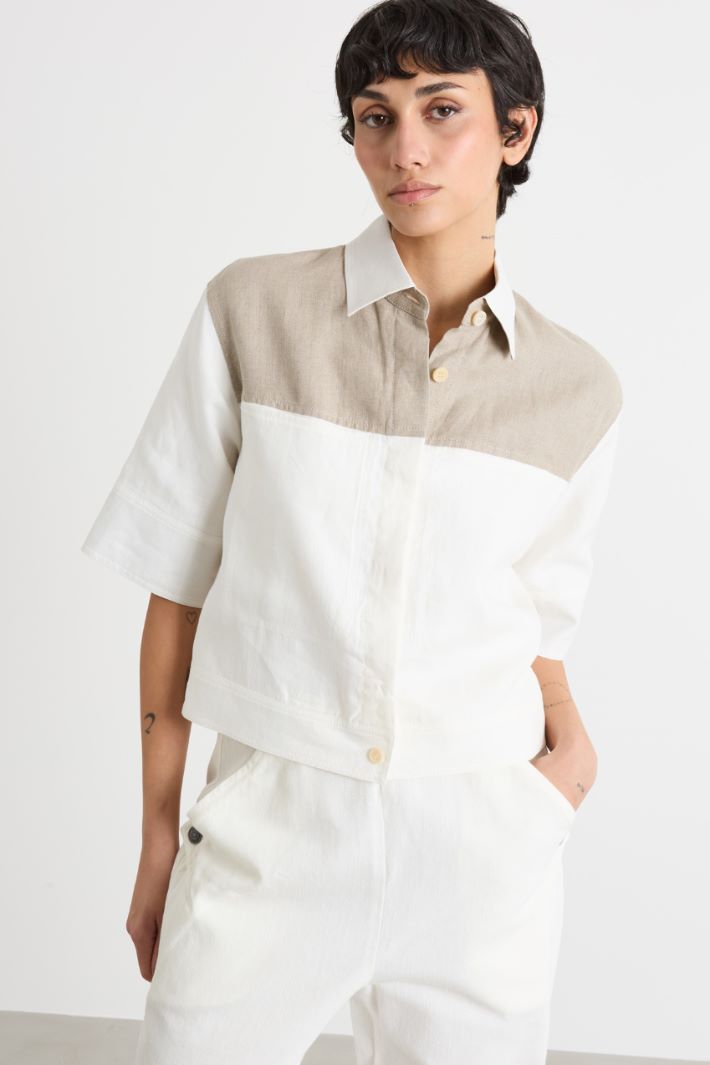 Cropped linen shirt Intrend - 2