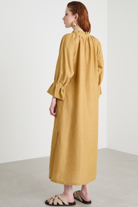 Vestido largo de lino y seda