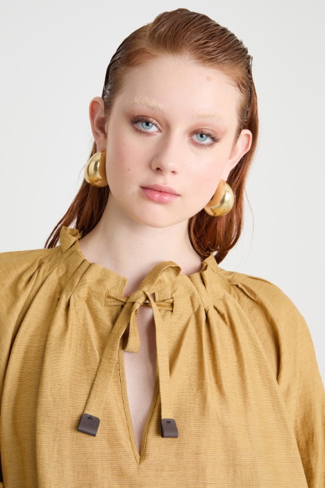 Vestido largo de lino y seda