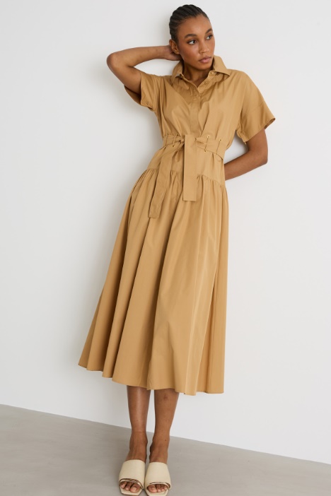 Vestido camisero de popelina