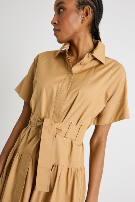 Vestido camisero de popelina