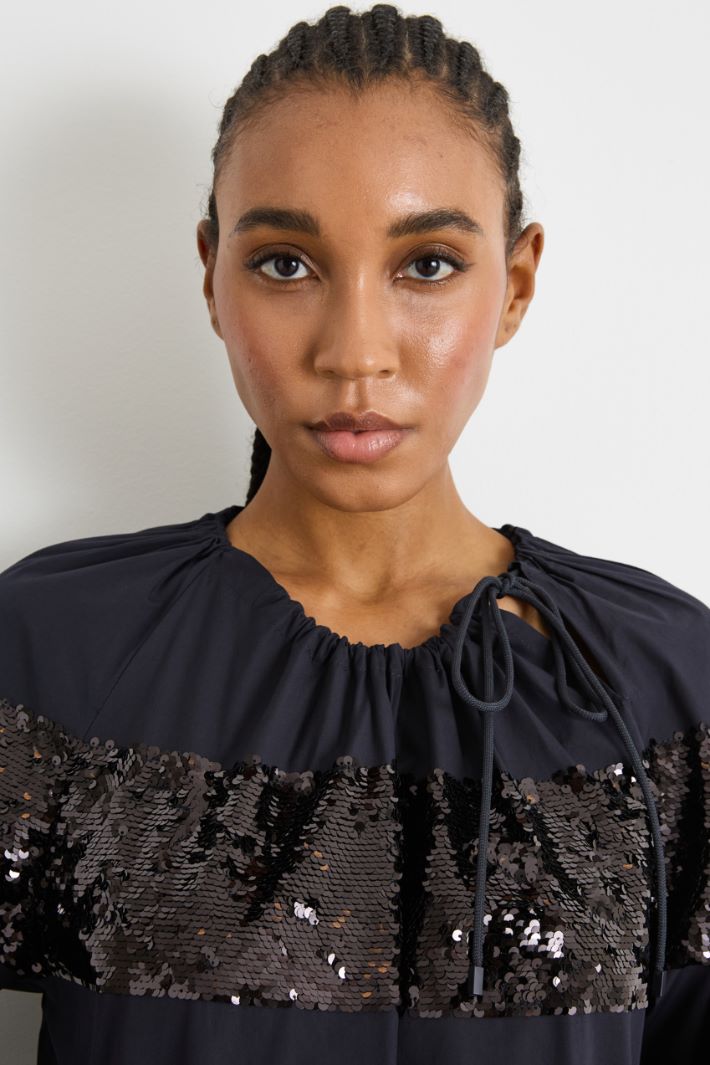 Sequin-embroidered poplin maxi dress Intrend - 3