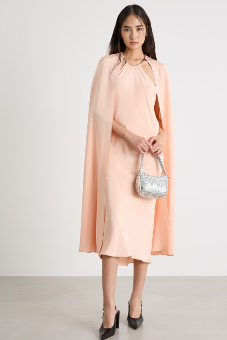 Caped crepe de chine sheath dress Intrend