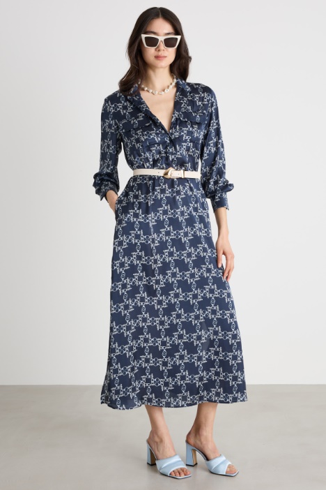 Long printed satin dress Intrend
