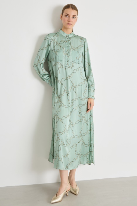 Abito lungo in raso stampato