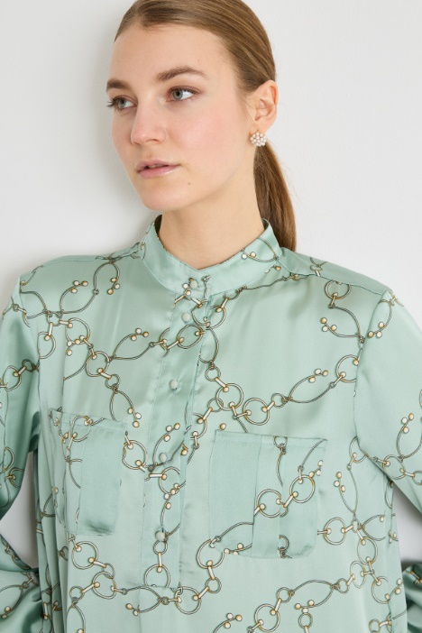 Abito lungo in raso stampato