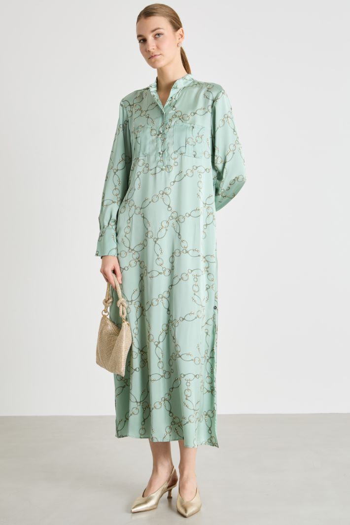 Long printed satin dress Intrend