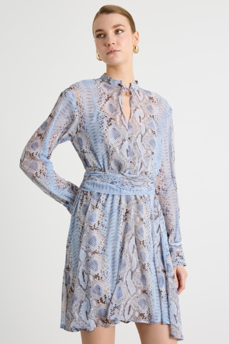 Vestido de georgette con estampado animal