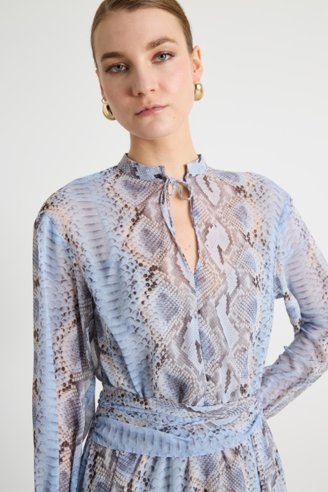 Vestido de georgette con estampado animal