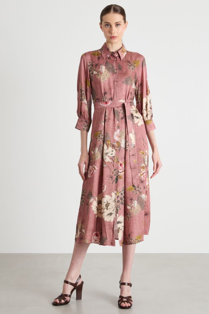 Printed satin shirt dress Intrend - 2