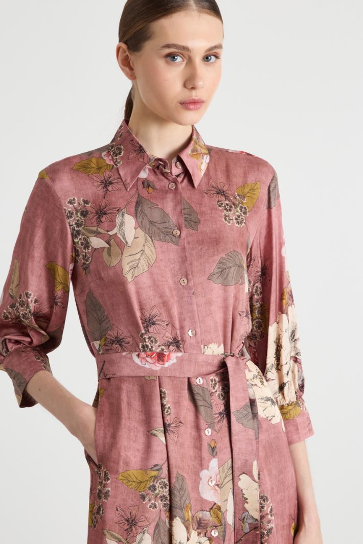 Printed satin shirt dress Intrend - 3